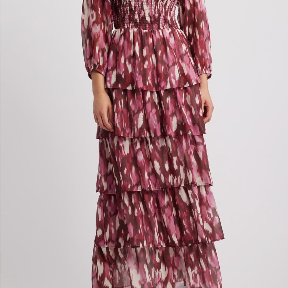 Else Red and Pink Long Sleeve Gown